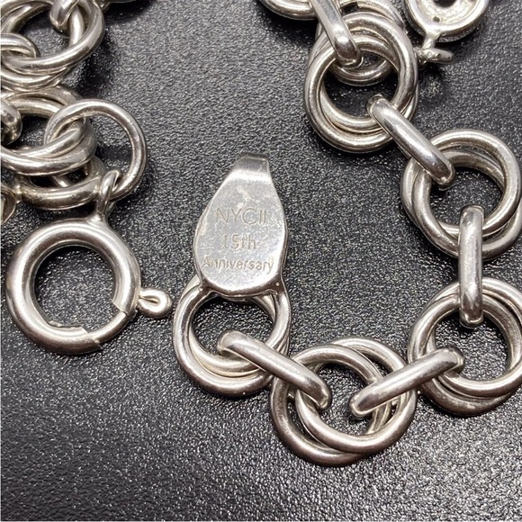 NYC II 15th Anniversary Sterling Silver Charm Bracelet With 3 Charms - Picture 6 of 6